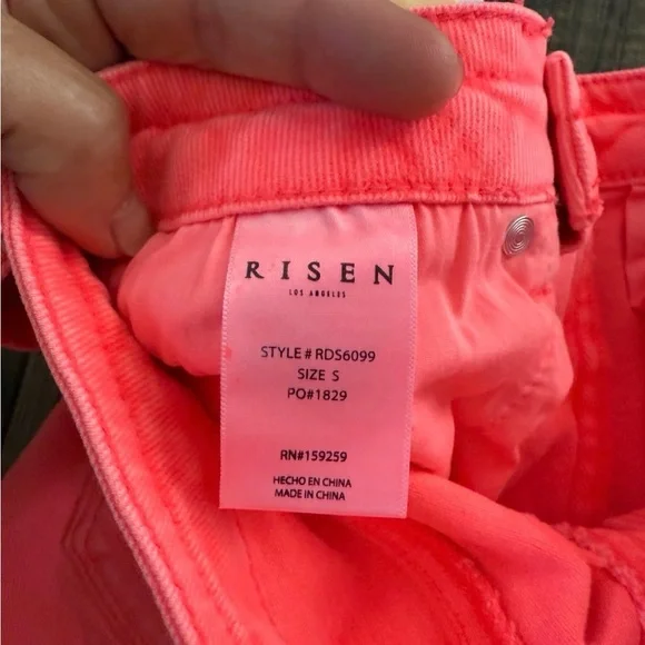 High-Rise Distressed Pink Denim Jean Shorts - Picture 4 of 4